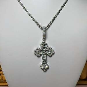 Silver Cross Necklace with Rope Chain – Choose 18”, 20” or 24”